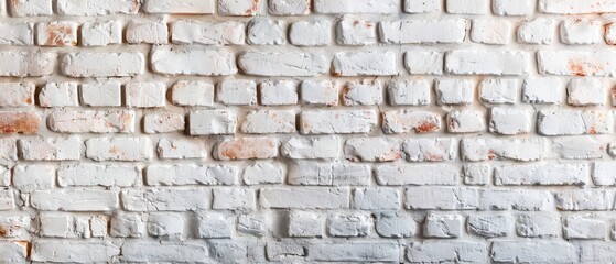 Canvas Print -  A tight shot of a brick wall showcasing chips of white paint at its top and bottom