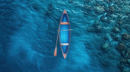 Wall Mural - canoe in blue water