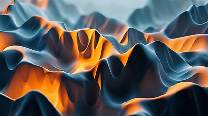 Wall Mural - Wavy shapes and orange light reflections create abstract background, perfect for websites and presentations