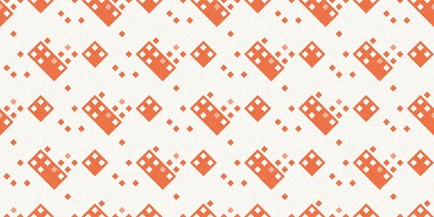 Simple glitch geometric seamless abstract border with playful woven peach color. Bright whimsical gender neutral bold irregular shape textile Cotton effect banner.