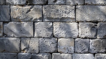 Close up of textured grey block wall in urban setting