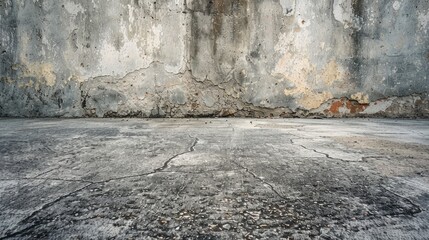 Wall Mural - Aged concrete floor background with cracks and texture in indoor setting