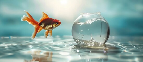 Goldfish Jumping into a Bowl