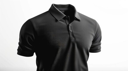 Men s Short Sleeve Black Polo Shirt Template Mockup in Half Turn View Isolated on White Background