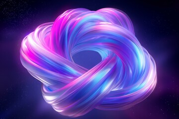 Poster - Abstract ribbon loop in pink and purple hues symbolizing unity and continuity in a dynamic design