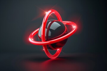 Wall Mural - abstract futuristic design with a glowing red and black sphere representing energy and modern techno