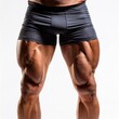 © AmolXNova - Indian muscular men's huge legs close up on white