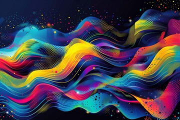 Poster - Abstract dynamic wavy pattern in vibrant colors depicting motion and fluidity