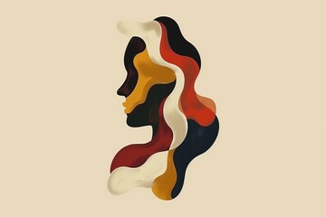 Wall Mural - dynamic abstract illustration with flowing lines and shapes in earthy tones creating a visually stri