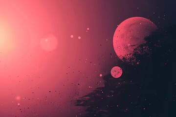 Wall Mural - minimalist digital illustration with pink and red gradient spheres creating a soft and dreamy visual