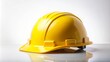 © janya - Yellow safety helmet on a white background, yellow, safety, helmet, hard cap, isolated, white, background, construction