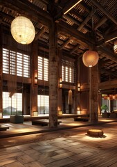 Wall Mural - Traditional Japanese Style Wooden House Interior Design