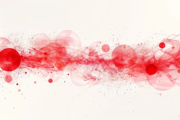 Wall Mural - abstract red and white bubbles with splashes and dots on a light background