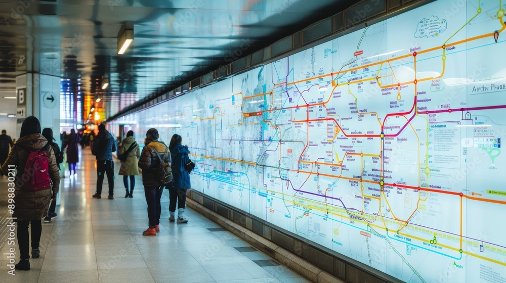 Nearest Subway Detailed Metro Map Display at Modern Subway Station for Efficient Route ...