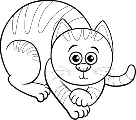 Wall Mural - funny cartoon cat or kitten animal character coloring page