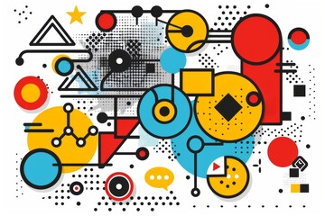 Wall Mural - abstract geometric composition with vivid colors and shapes perfect for modern design and creativity