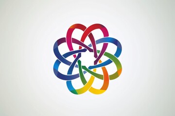 Wall Mural - abstract colorful circular shape with intertwining ribbons on a light gray background symbolizing co