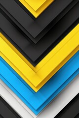 Wall Mural - Elegant Abstract Geometric Layers of Yellow, Black, Blue, and White