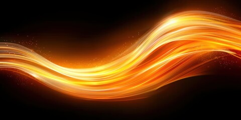 Wall Mural - Glowing Yellow-Orange Wave on Dark Grainy Background