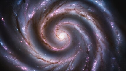 Poster - A spiral galaxy with a bright blue and purple swirl, AI