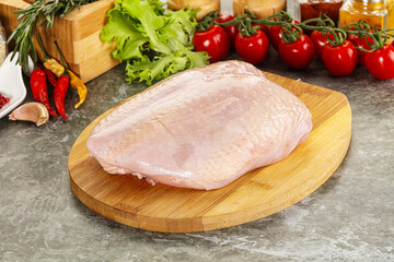 Wall Mural - Raw chicken breast with skin