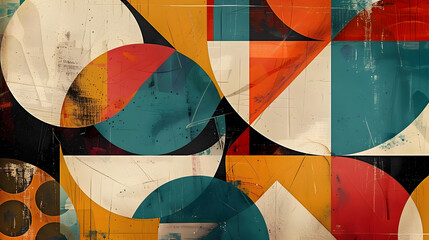 Wall Mural - Vintage abstract geometric shapes background