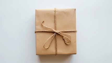 Neatly Wrapped Brown Paper Package Tied with Twine