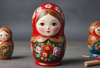  A traditional Russian Matryoshka doll painter. 