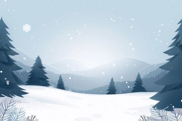 Sticker - A snowy mountain range with trees and a sky. The sky is blue and the snow is white