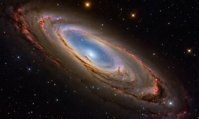 Wall Mural - a detailed view of the dense core of a galaxy, with stars packed closely together and interstellar c