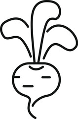 Sticker - Simple black and white icon of a beetroot growing with leaves, ideal for websites or apps about healthy eating