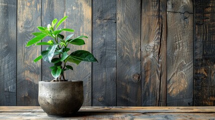 Plant in a wooden home setting with space for nature or decor ads