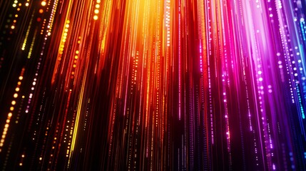 Abstract digital art showcasing colorful binary data streams in motion, symbolizing the dynamic flow of digital information and technological innovation