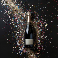 Festive Celebration with Champagne and Colorful Confetti