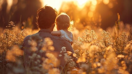 Poster - Father and Daughter Watching Sunset