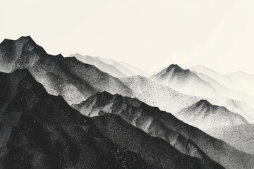 Canvas Print - A monochrome image of a mountain range, great for backgrounds or nature-inspired designs