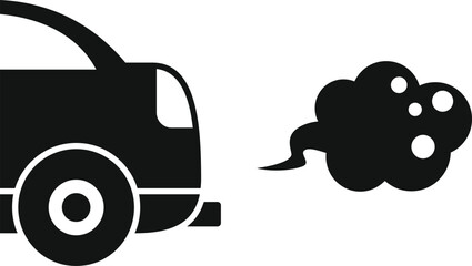 Poster - Black silhouette of a car emitting smoke with visible harmful particles