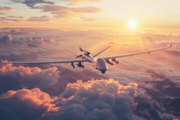 Poster - A large airplane soaring through the sky amidst fluffy white clouds, suitable for use in travel or aviation related contexts