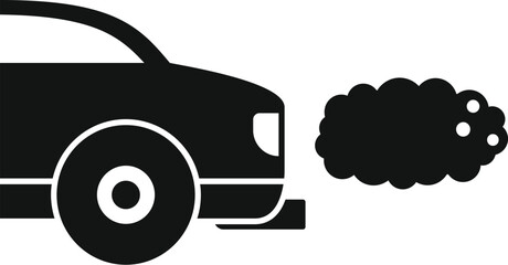 Sticker - Simple icon of a car emitting exhaust fumes, symbolizing air pollution