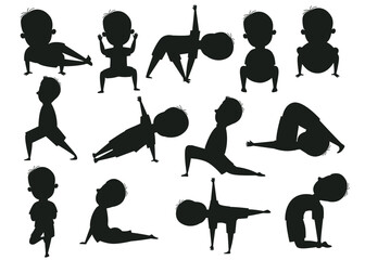 Poster - silhouettes of children various poses