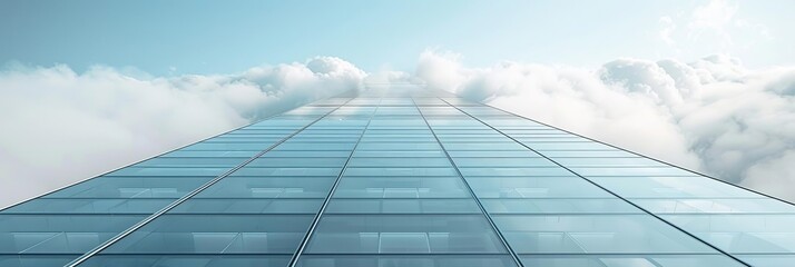 Poster - Glass Building Above the Clouds 3D Render