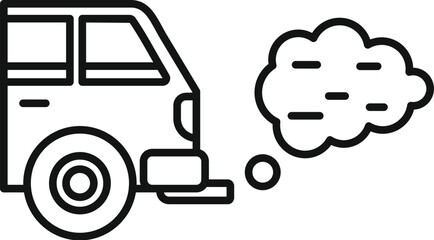 Poster - Line drawing of a car emitting smoke pollution from its exhaust pipe