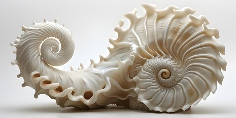 seashell sculpture on white background