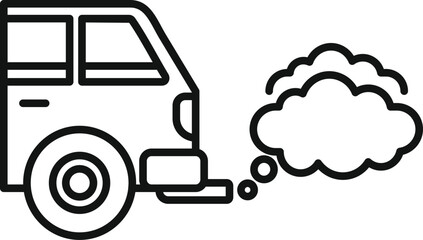 Sticker - Line drawing of an old car emitting polluting fumes, perfect for an illustration about environmental issues