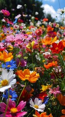 Wall Mural - Colorful Wildflowers in a Field