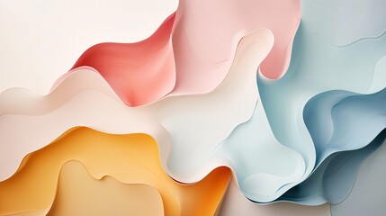 Wall Mural - Pastel Dreamscape: A mesmerizing dance of soft-hued waves, evoking tranquility and artistic flair.