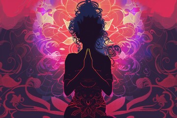 Wall Mural - A person sitting in lotus position, eyes closed, meditating