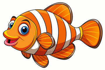 Funny Clownfish Vector Illustration Cartoon Clipart And Line Art Design, Cute and funny clownfish vector illustration in cartoon style with white background.