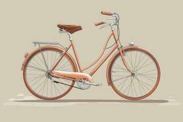 Wall Mural - A vibrant orange bicycle with a wicker basket attached to the front wheel, suitable for casual rides or outdoor adventures