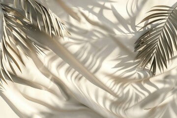 Close-up shot of two palm leaves on a white cloth